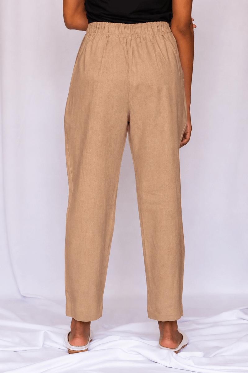 Calça Skinny de Linho - Capuccino - Uhnika
