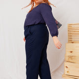 Calça Reta Alfaiataria Feminina - Azul Marinho - Uhnika