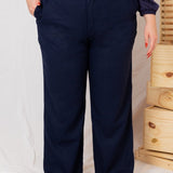 Calça Reta Alfaiataria Feminina - Azul Marinho - Uhnika