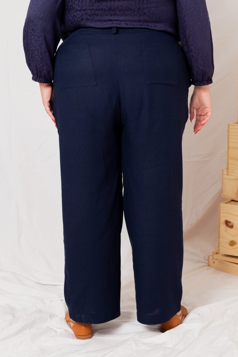 Calça Reta Alfaiataria Feminina - Azul Marinho - Uhnika