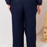Calça Reta Alfaiataria Feminina - Azul Marinho - Uhnika