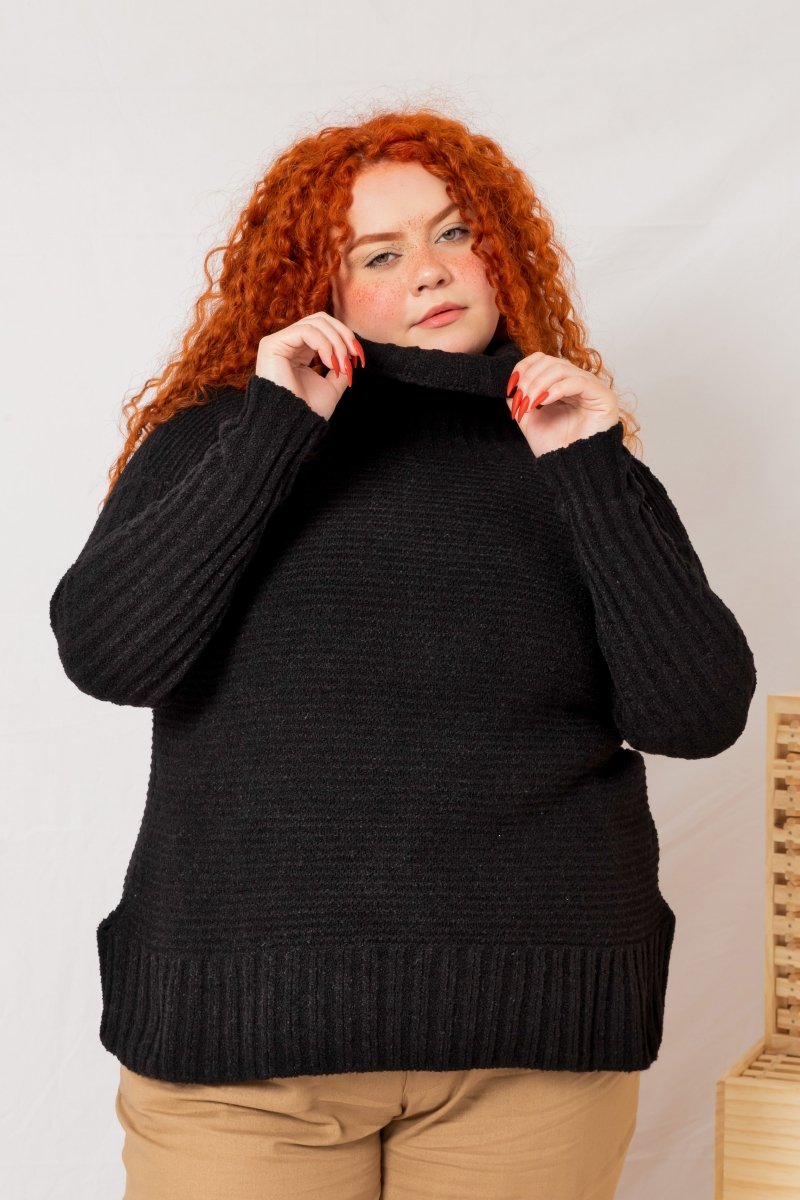 Blusa de Tricot Oversized - Preto - Uhnika
