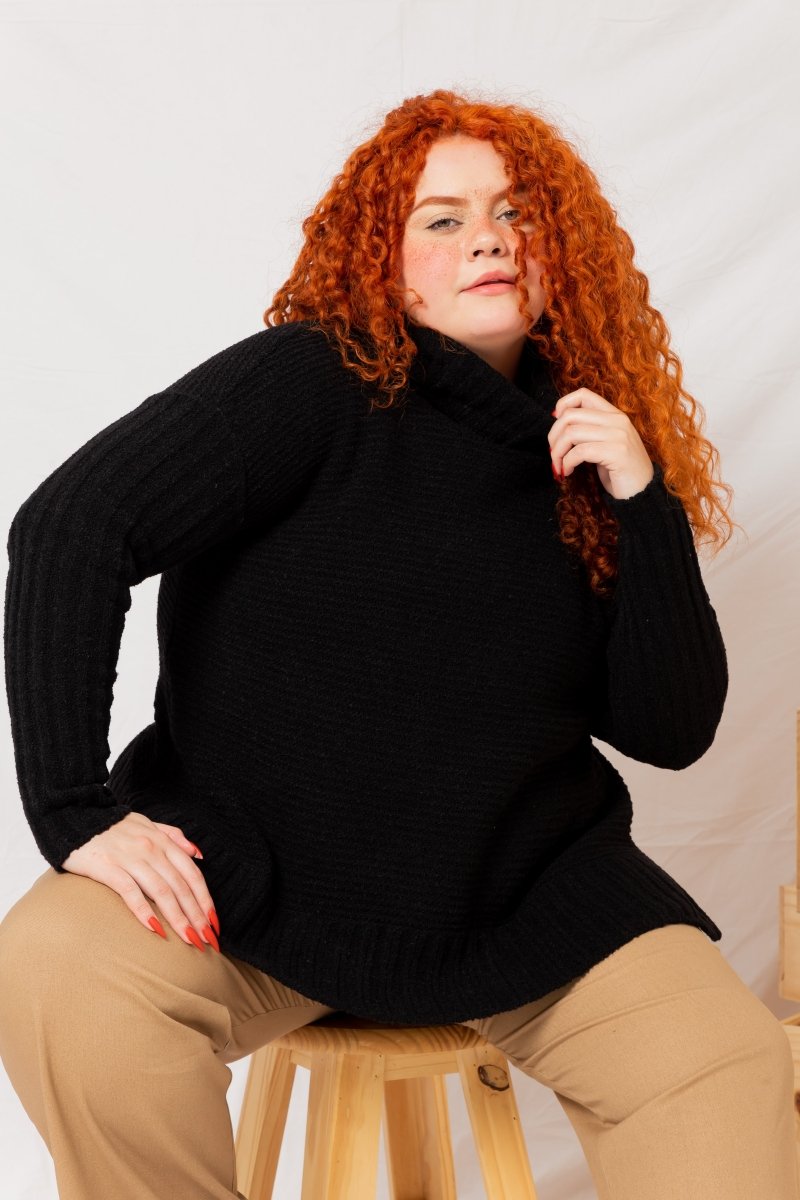 Blusa de Tricot Oversized - Preto - Uhnika