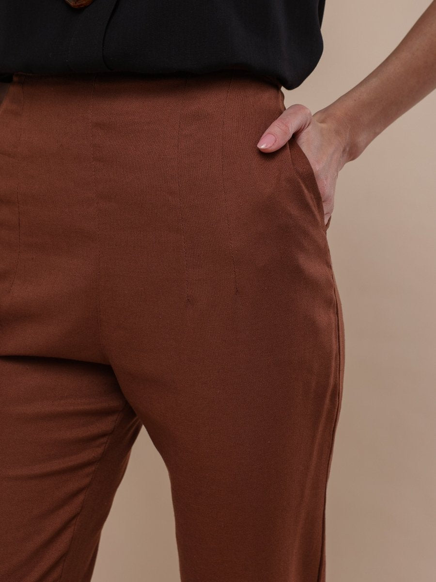 Calça Skinny de Linho - Preto - Uhnika