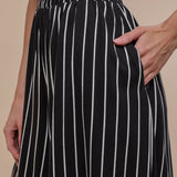 Calça Saia de Malha - Listrado Preto - Uhnika