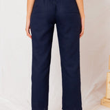 Calça Reta Alfaiataria Feminina - Azul Marinho - Uhnika