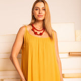 Vestido Leve Amplo Longo - Mostarda - Uhnika