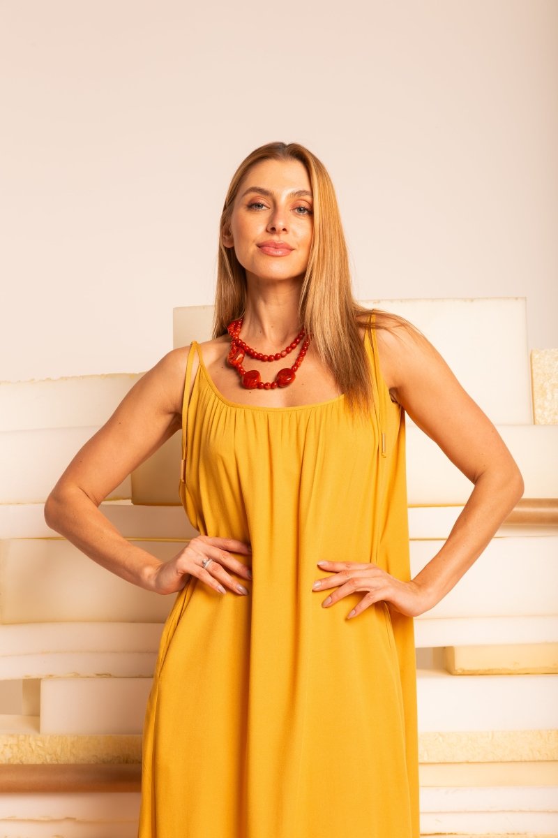 Vestido Leve Amplo Longo - Mostarda - Uhnika