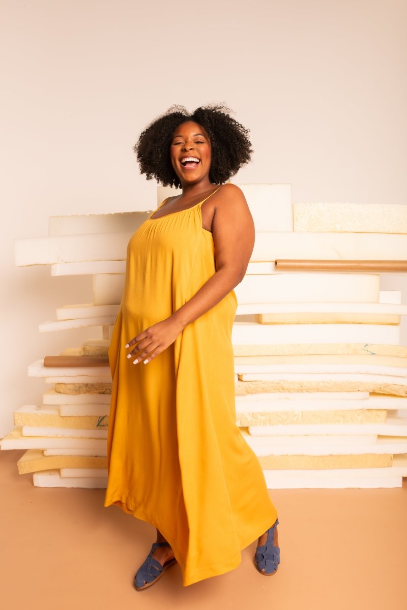 Vestido Leve Amplo Longo - Mostarda - Uhnika