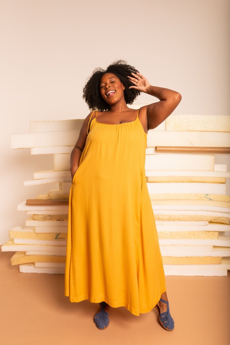 Vestido Leve Amplo Longo - Mostarda - Uhnika