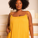 Vestido Leve Amplo Longo - Mostarda - Uhnika