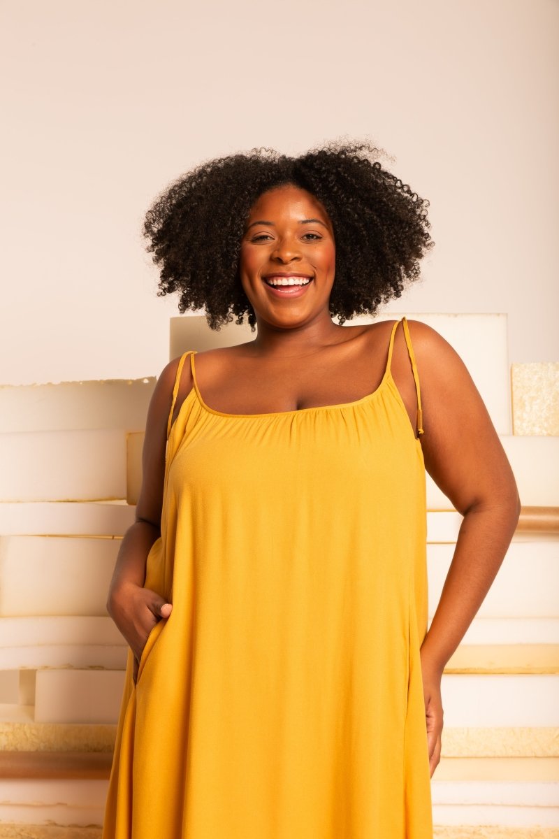 Vestido Leve Amplo Longo - Mostarda - Uhnika