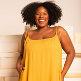 Vestido Leve Amplo Longo - Mostarda - Uhnika