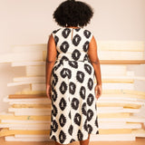 Vestido Transpassado de Linho Alongado - Estampa Repouso - Uhnika