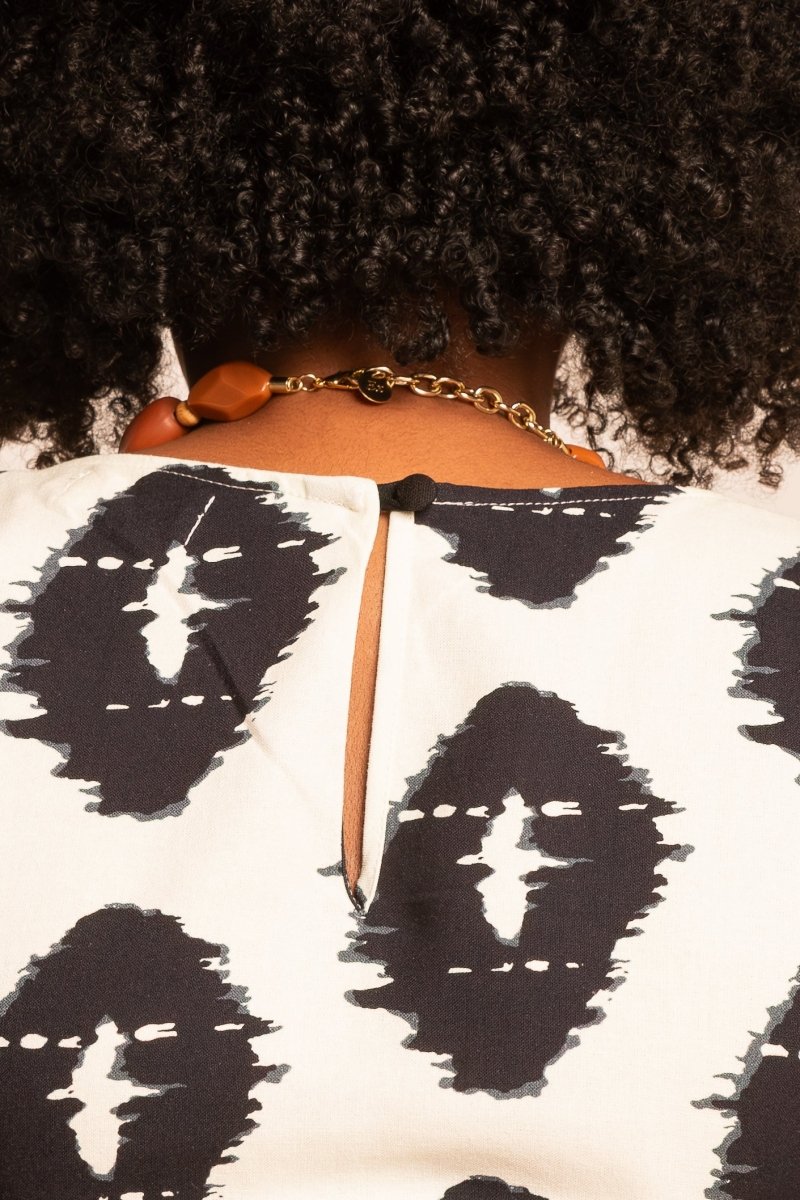 Vestido Transpassado de Linho Alongado - Estampa Repouso - Uhnika