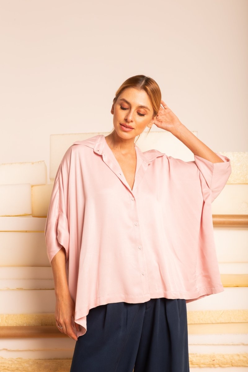 Camisa Ampla com Pregas - Off White - Uhnika