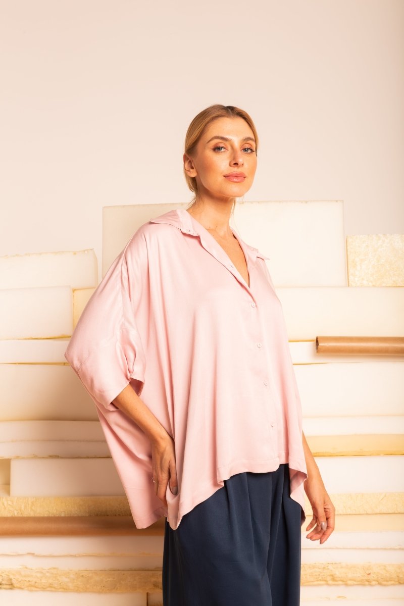 Camisa Ampla com Pregas - Off White - Uhnika