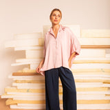 Camisa Ampla com Pregas - Off White - Uhnika