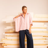 Camisa Ampla com Pregas - Off White - Uhnika