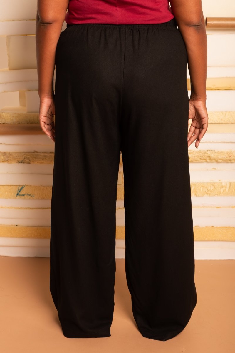 Calça Pantalona de Linho Feminina - Preto - Uhnika