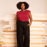 Calça Pantalona de Linho Feminina - Preto - Uhnika