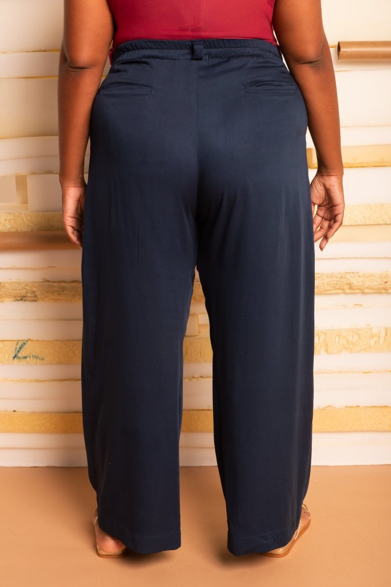 Calça Wide Leg Alfaiataria - Azul Marinho - Uhnika