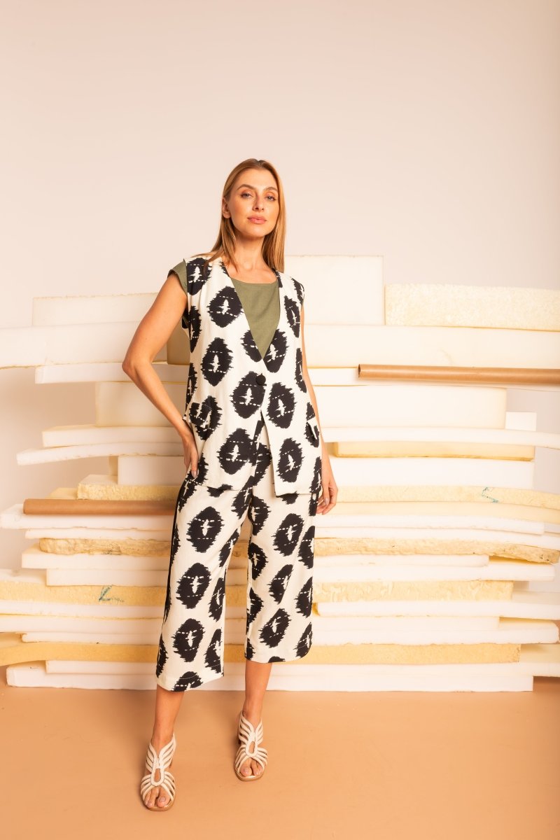 Colete de Linho Alongado - Estampa Repouso - Uhnika