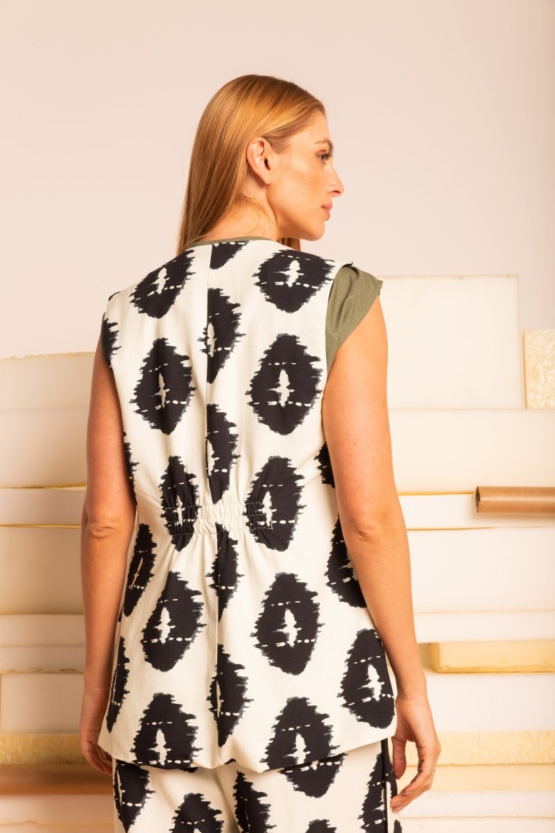 Colete de Linho Alongado - Estampa Repouso - Uhnika