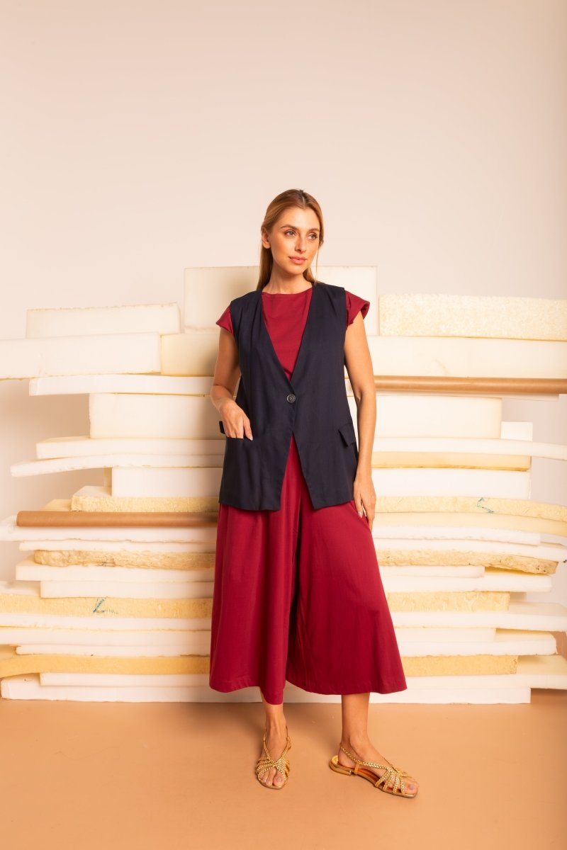 Colete de Linho Alongado - Estampa Repouso - Uhnika