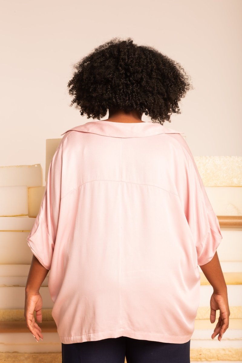 Camisa Ampla com Pregas - Rosa - Uhnika