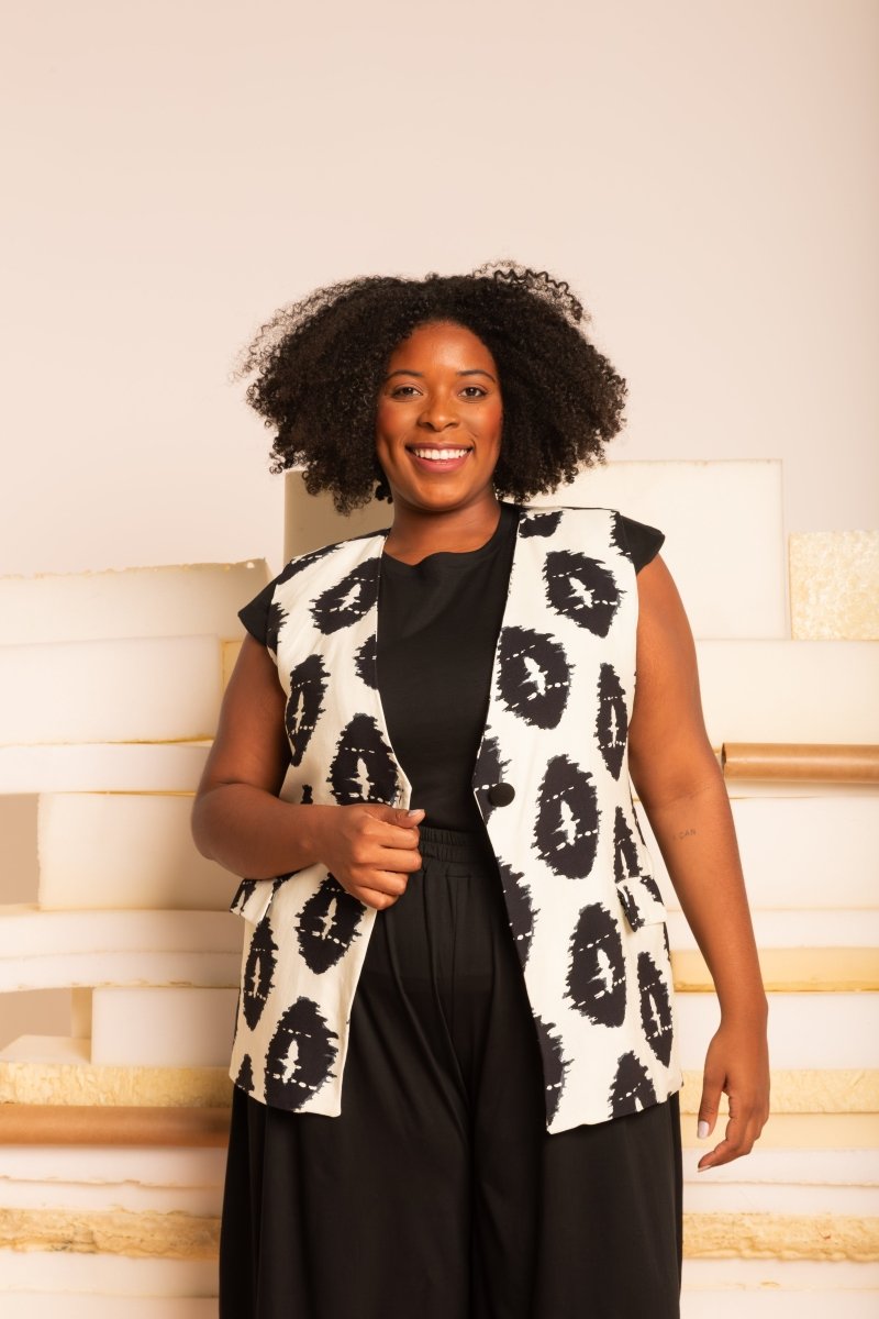 Colete de Linho Alongado - Estampa Repouso - Uhnika