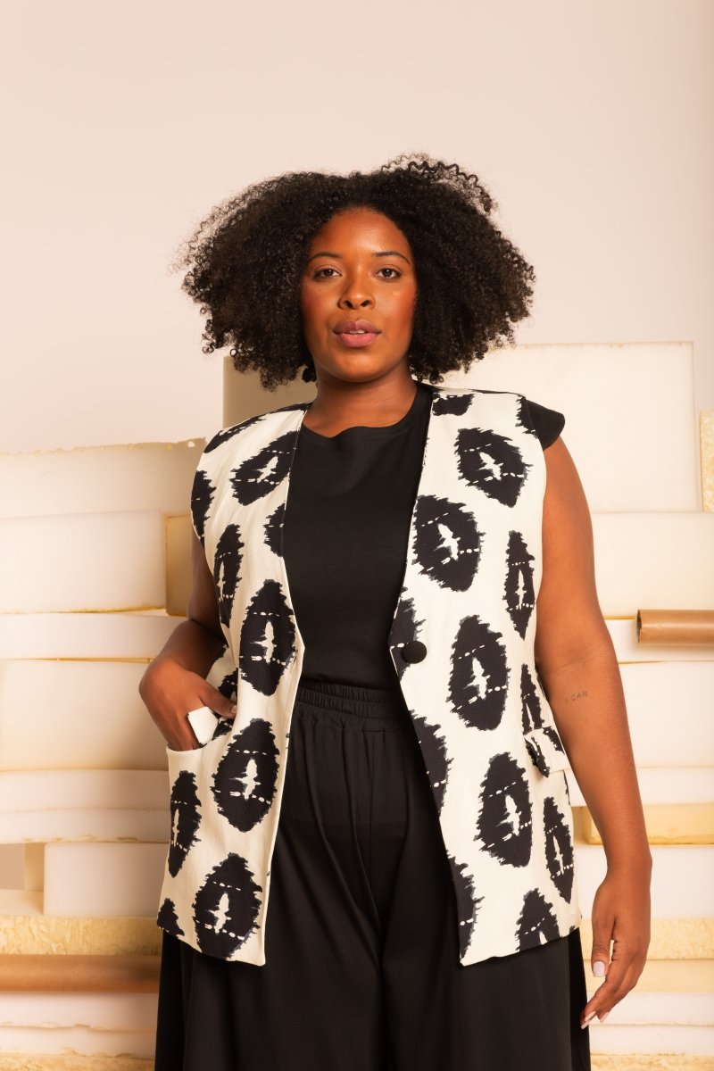 Colete de Linho Alongado - Estampa Repouso - Uhnika