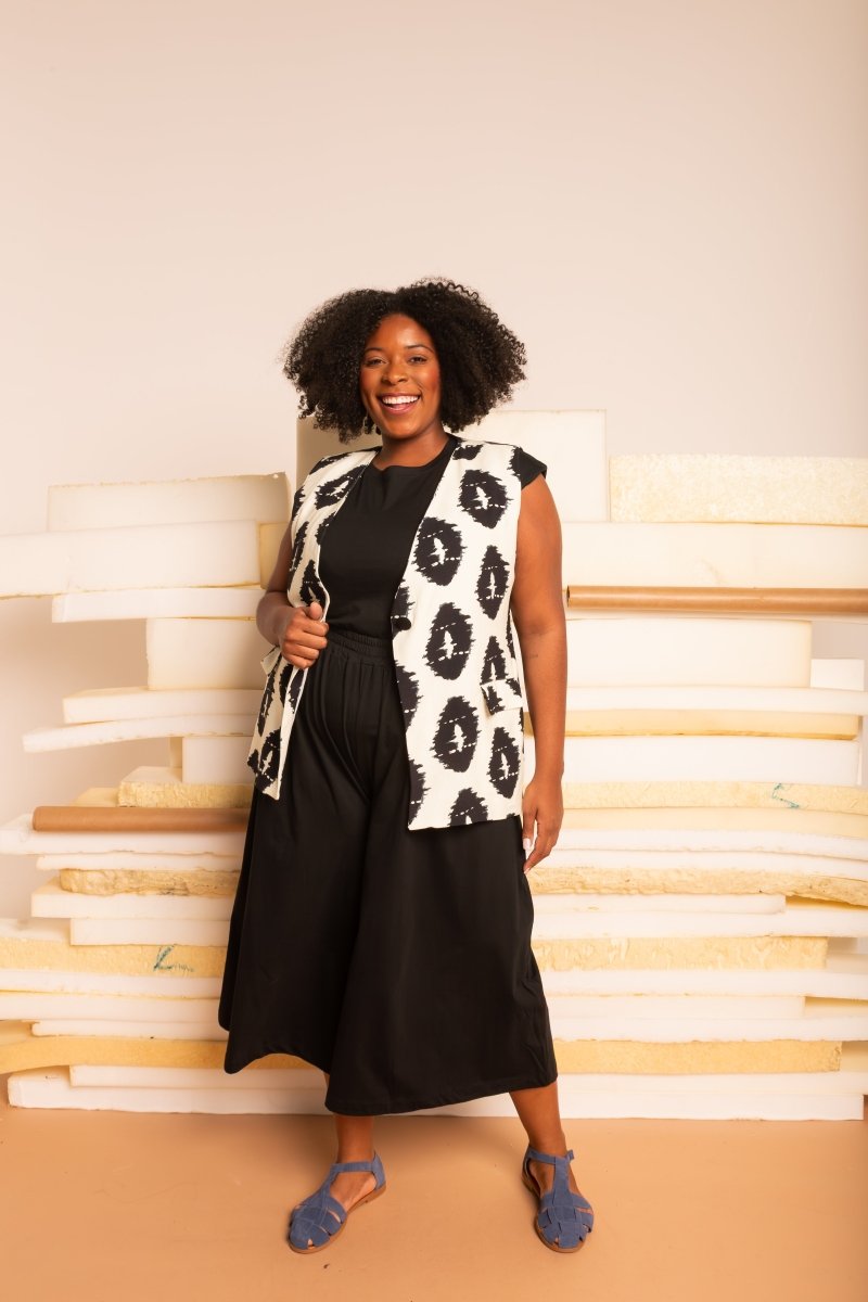 Colete de Linho Alongado - Estampa Repouso - Uhnika