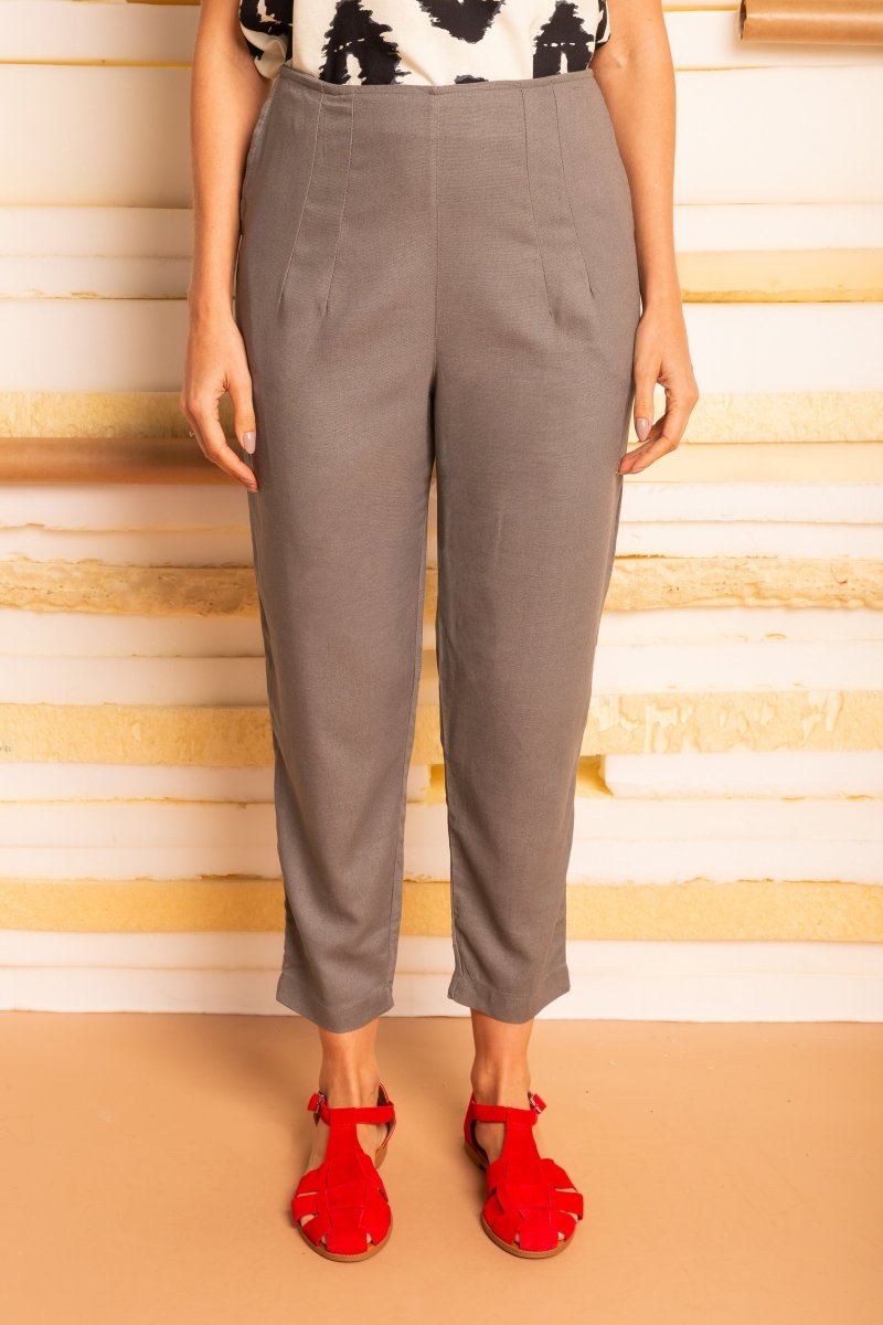 Calça Skinny de Linho - Cinza - Uhnika