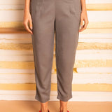 Calça Skinny de Linho - Cinza - Uhnika