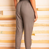 Calça Skinny de Linho - Azul Marinho - Uhnika