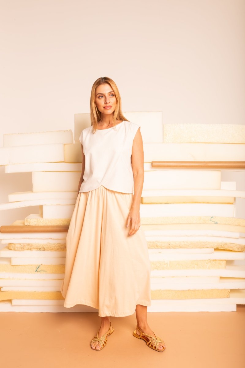 Calça Saia de Malha - Avelã - Uhnika