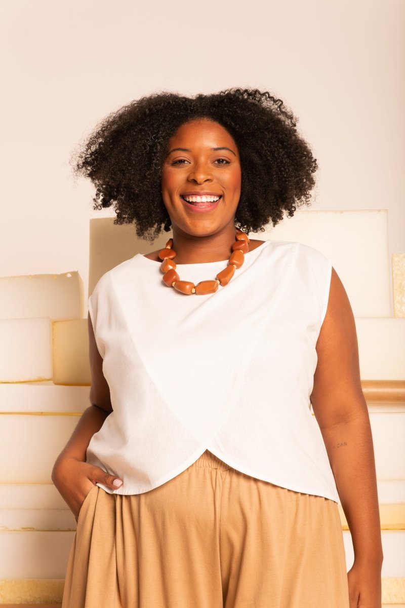 Blusa Feminina de Linho Pétala - Off White - Uhnika