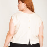 Blusa de Linho com Botões - Avelã - Uhnika