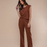 Calça Reta Alfaiataria Feminina - Marrom - Uhnika