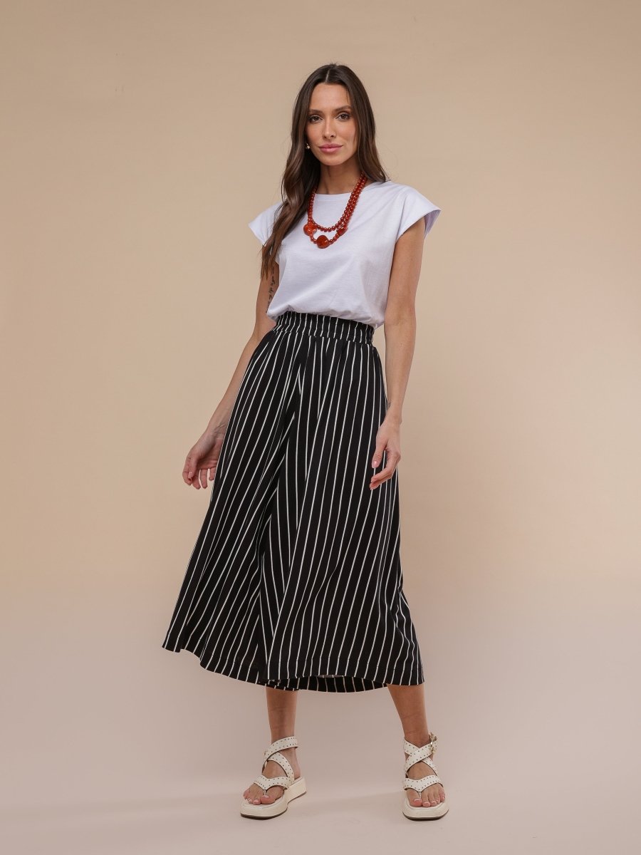 Calça Saia de Malha - Listrado Preto - Uhnika