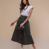 Calça Saia de Malha - Listrado Preto - Uhnika