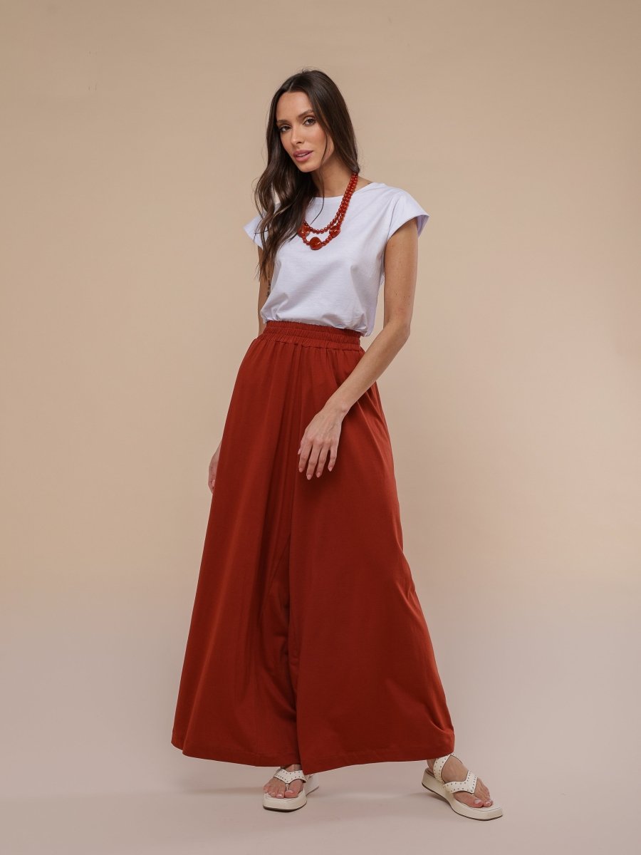 Calça Pantalona de Malha - Terracota - Uhnika