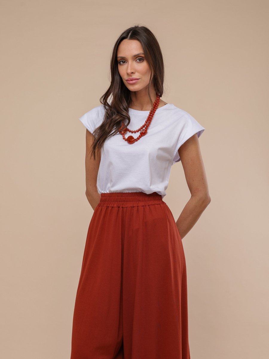 Calça Pantalona de Malha - Terracota - Uhnika