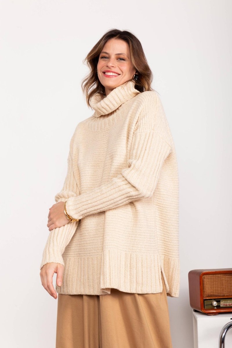 Blusa de Tricot Oversized - Avelã - Uhnika