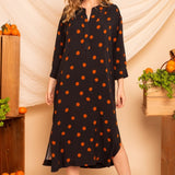 Chemise com Decote V Midi - Poá - Uhnika