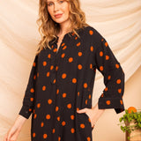 Chemise com Decote V Midi - Poá - Uhnika