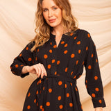 Chemise com Decote V Midi - Poá - Uhnika