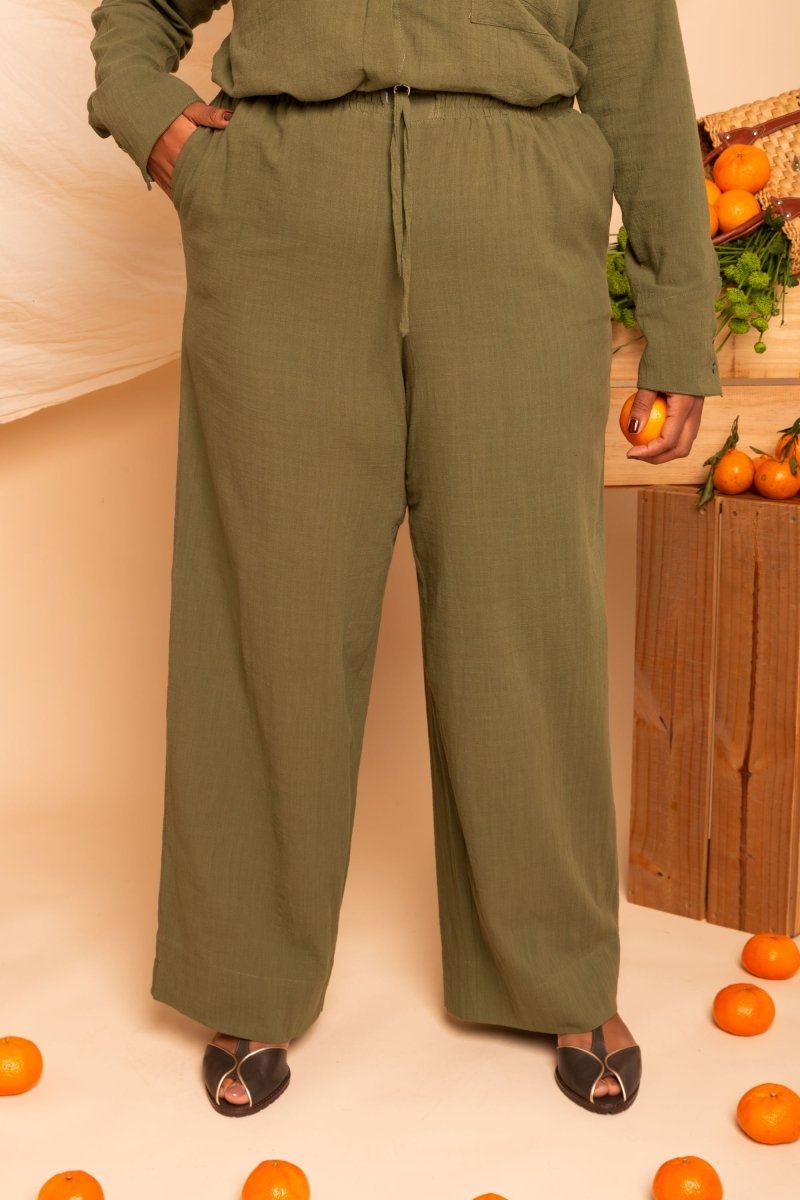 Calça Pantalona de Algodão - Preto - Uhnika