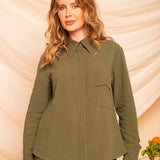 Camisa de Algodão Feminina - Verde - Uhnika